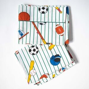 Set of 2 Vintage Whisper Soft Mills Sports Theme Standard Pillowcases